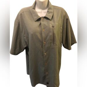 Woolrich Lightweight Button Front Camp Shirt  XL Zip Pocket SS In Seaweed Green